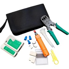 9-Piece RJ45 Crimping Tool Kit with Case CAT5/6 Lan Cable Network Tester Repair picture