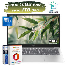 New HP Laptop Computer 14 Intel N200 Upto 16GB RAM & 1TB SSD Office 2024 Backlit picture