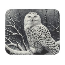 Snowy Owl Mouse Pad bird watcher avian desk office nature black white picture