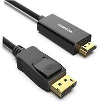 4K DisplayPort to HDMI 6 Feet Cable, Uni-Directional DP 1.2 6 ft Black 1 Pack picture