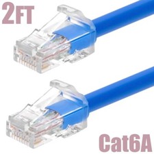 2FT Cat6A RJ45 Network LAN Ethernet UTP Patch Cable 24AWG 500MHz Snagless Blue picture