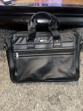 Samsonite Black Leather Expandable Briefcase Laptop 17 inch Business Travel VGUC picture