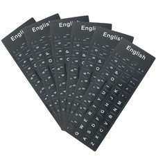 SJZBIN 6PCS Universal English Keyboard Letter Stickers, Black and White picture