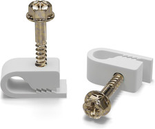 Single Cable Clips with Screws - 1/4 Inch Coaxial Cable Clamps Outdoor - Exterio picture