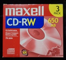 Maxell NEW 3 Pack CD-RW 650MB Rewritable CD 74 Minutes picture