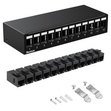 PBAEGAV Patch Panel 12 Port with 12pcs Cat6 Keystone Jack【EC Listed】 Unshielded picture
