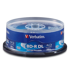 25 pk VERBATIM 6X Blu-Ray BD-R DL Dual Layer 50GB Branded Logo 98356 picture