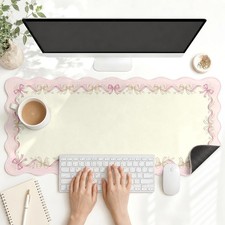 Cosovia Scalloped Gaming Mouse Pad Desk Mat, Bow, 35.4