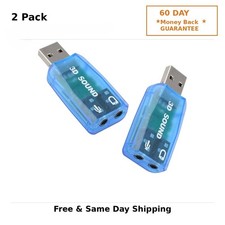 2 Pack External 5.1 USB Sound Card Adapter 3D Audio 3.5mm Jack Windows Mac PC picture