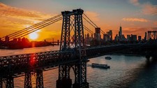 Landscape williamsburg bridge architecture city sunset Custom Gaming Mat Desk picture