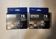 2x Lot of Epson 78 Ink Cartridge T078120 Black Exp 12/2020 & 02/2022 NEW GENUINE picture