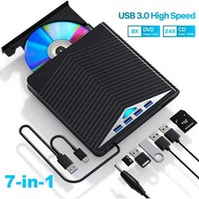 7in1 External USB 3.0 DVD CD RW Writer Drive Burner Reader Player For Laptop PC picture