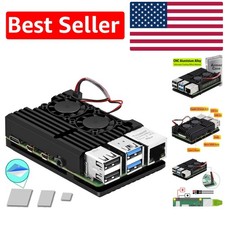 Elegant Dual Fan Aluminum Armor Case for Raspberry Pi 4 with Quad HDMI Support picture