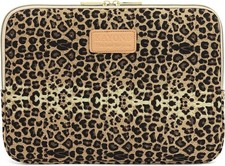 14.1 Inch Laptops Sleeve - KY-03 Canvas Fabric Brown Leopard Print picture