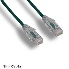 KNTK Green 15' Slim Cat6a UTP Ethernet Cable 10Gbps 28AWG RJ45 Data Networking picture