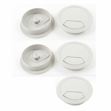 5 Pcs Home Office Desk Table Computer 60mm Dia.Cable Cord Grommet Hole Gray picture