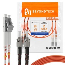 2 PCS 1m 3.28ft LC to ST Fiber Patch Cable UPC Multimode Duplex 62.5/125m picture