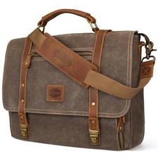 Manificent Laptop Messenger bag for Mens 15.6 Inch, Waterproof Vintage Genuin... picture