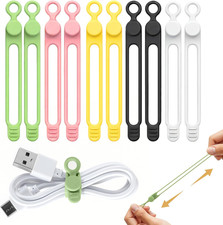 10 Pcs Silicone Cable Ties, Reusable Data Cable Organizer Wire Organizers for Of picture