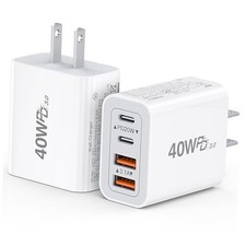 [2-Pack] 40W USB C Charger Cube, Wall Plug Fast Charging Block, 40W 2Pack White picture