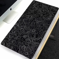 Topographic Contour Pattern Desk Mouse Pad / Desk Mat, Black Gray picture