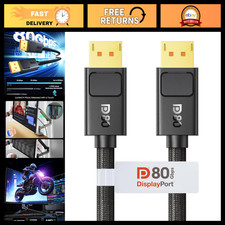 VESA Certified DisplayPort 2.1 Cable 6.6FT, 80Gbps High-Speed with Secure Latch picture