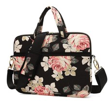 Black Rose Water Resistant Laptop Shoulder Messenger Bag Case Fits 15/15.6 Inch picture