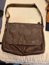 Coach Brown Leather Messenger Shoulder Bag 15 in Laptop Adjustable Strap F1260 picture