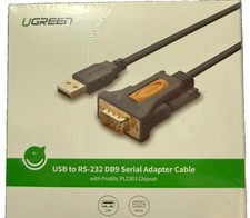 UGREEN USB 2.0 to RS232 DB9 Serial Adapter PL2303 Cable New Sealed Box. picture
