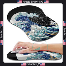 Ergonomic Mouse Pad Wrist Support with Memory Foam, 11.8x7.9 inch, Sea Wave picture