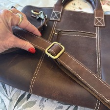 Rustic Town Brown Full Grain Leather Laptop Tablet Bag Cross Body Men Women picture