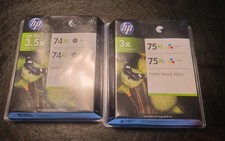  (2) Packs -NIB Genuine New HP 74XL 75 XL Black Ink Cartridge,Sealed OEM picture