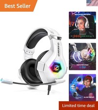 Ergonomic Over-Ear Gaming Headset with Adjustable Band & Surround Sound - White picture