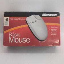 Vintage Microsoft Basic Mouse PS/2 Compatible Windows 98 2000 White Excellent picture