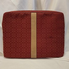Vintage Signature Coach Laptop Case Red with Leather Accent Size 2 x 10.25 x 14 picture
