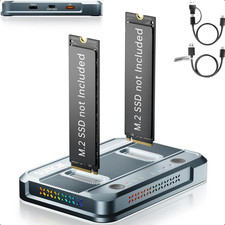 Dual-Bay M.2 SSD Cloner 20Gbps Nvme Duplicator Quadruple Cooling | Tool-Free Nvm picture