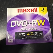 Maxell DVD-RW 4.7GB 4X 2 HRS ReWritable Data Video Blank Discs 3 Pack Sealed picture