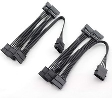 MEETOOT 2pcs IDE to SATA Power Cable Large 4 Pin PC Server Hard Black  picture