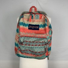 Jansport Digibreak Backpack Laptop Sleeve School Bag Travel Aztec Blue Tan Pink picture