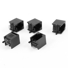 5 Pcs Black RJ12 6P6C Network LAN Ethernet PCB Connector Jacks picture