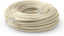 100 FT Feet Modular Phone Line Cord - High Quality 2 Conductor - Ivory - 1 Pack picture
