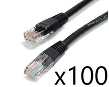 100 Pack Lot - 7ft CAT5e Ethernet Network LAN Router Patch Cable Cord Wire Black picture