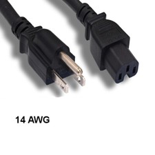 [Lot10] 15Ft Black Power Cord NEMA 5-15P to IEC-60320 C15 14AWG 15A/125V SJT Dat picture