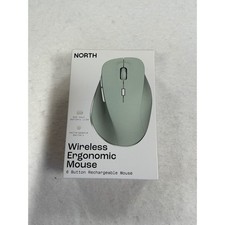North Wireless Ergonomic Mouse 6 Button Rechargeable 1600 DPI Sage Green NEW picture