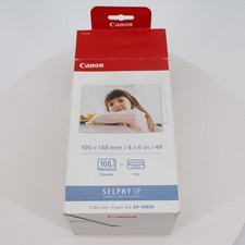 Canon Selphy KP-108IN Color Ink Paper Set 5pks 4x6 Sheets with 3 Toners 3115B001 picture