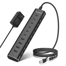RSHTECH 10-Port Powered USB C 3.2 Hub 60W with 10Gbps 10-Port, Black picture