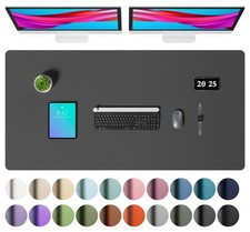 Large Faux Leather Desk Mat Mouse Pad Waterproof Blotter 47.2x23.6 Inch Grey picture