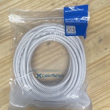 Cable Matters Cat 6 UTP RJ-45 Ethernet Patch Cable 30ft White Round 160001 picture