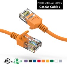 20 Pack of 30Ft CAT6A UTP Slim Ethernet Network Booted Cable 28AWG Orange picture