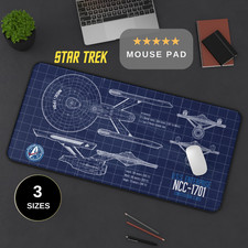 USS Enterprise Blueprint Mousepad, Original Series Desk Mat I Custom Star Trek picture